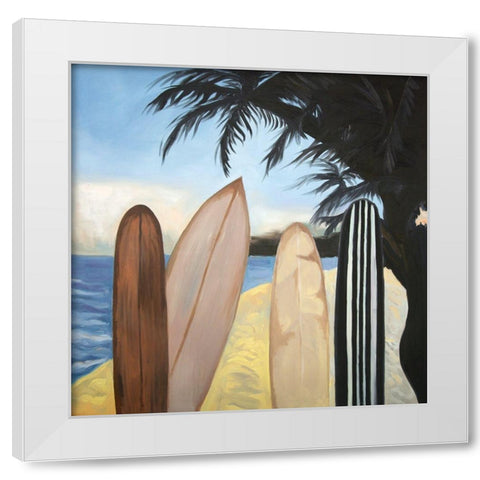 SURFBOARDS White Modern Wood Framed Art Print by Atelier B Art Studio