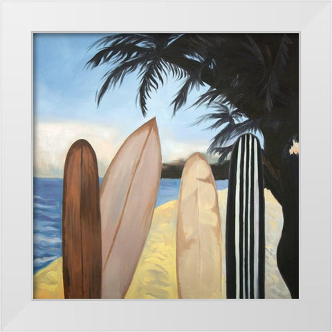 SURFBOARDS White Modern Wood Framed Art Print by Atelier B Art Studio
