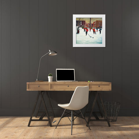 YOUNG HOCKEY PLAYERS White Modern Wood Framed Art Print by Atelier B Art Studio