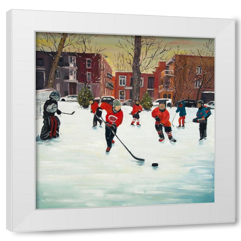 YOUNG HOCKEY PLAYERS White Modern Wood Framed Art Print by Atelier B Art Studio