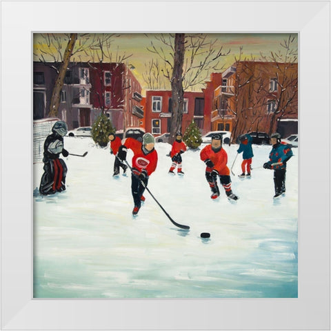 YOUNG HOCKEY PLAYERS White Modern Wood Framed Art Print by Atelier B Art Studio