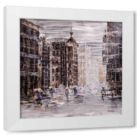 INDUSTRIAL ABSTRACT CITY White Modern Wood Framed Art Print by Atelier B Art Studio