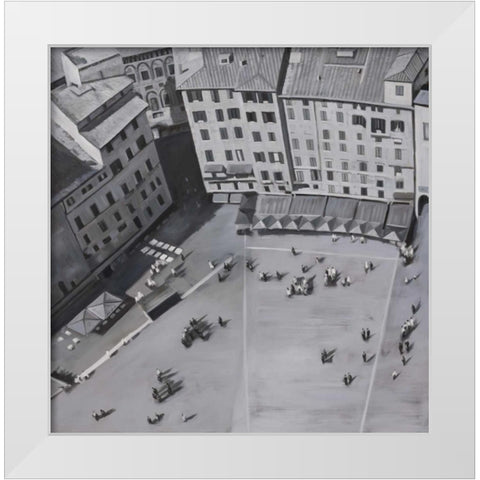Piazza Del Campo in Italie White Modern Wood Framed Art Print by Atelier B Art Studio