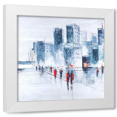 WALK IN THE CITY White Modern Wood Framed Art Print by Atelier B Art Studio