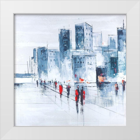 WALK IN THE CITY White Modern Wood Framed Art Print by Atelier B Art Studio