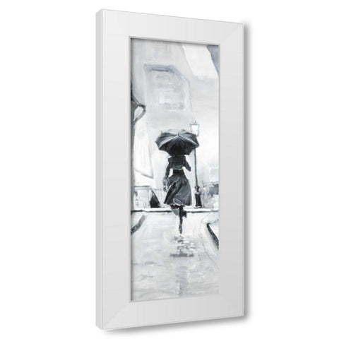 Day in the Rain White Modern Wood Framed Art Print by Atelier B Art Studio