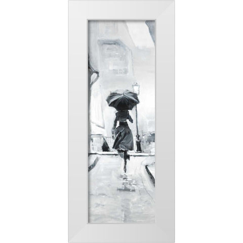 Day in the Rain White Modern Wood Framed Art Print by Atelier B Art Studio