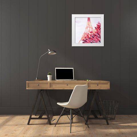 PINK EIFFEL TOWER White Modern Wood Framed Art Print by Atelier B Art Studio