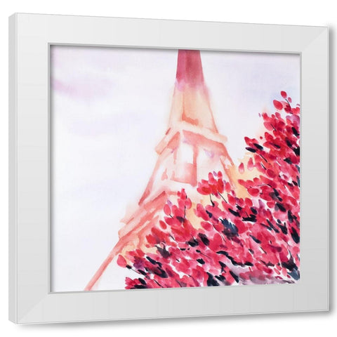 PINK EIFFEL TOWER White Modern Wood Framed Art Print by Atelier B Art Studio