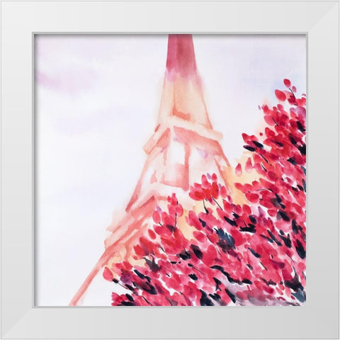 PINK EIFFEL TOWER White Modern Wood Framed Art Print by Atelier B Art Studio
