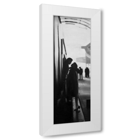 COUPLE AT THE TRAIN STATION White Modern Wood Framed Art Print by Atelier B Art Studio