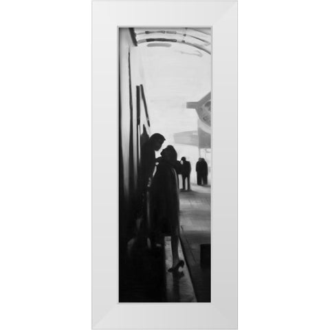 COUPLE AT THE TRAIN STATION White Modern Wood Framed Art Print by Atelier B Art Studio