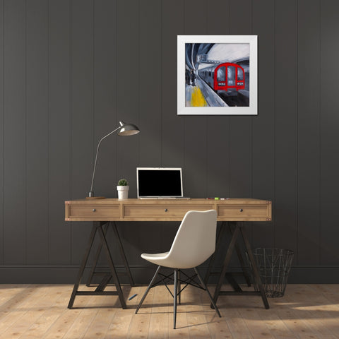 People Waiting for the Metro White Modern Wood Framed Art Print by Atelier B Art Studio