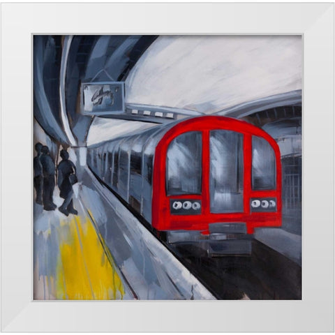 People Waiting for the Metro White Modern Wood Framed Art Print by Atelier B Art Studio