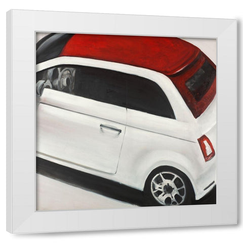 ITALIAN RED AND WHITE CAR White Modern Wood Framed Art Print by Atelier B Art Studio