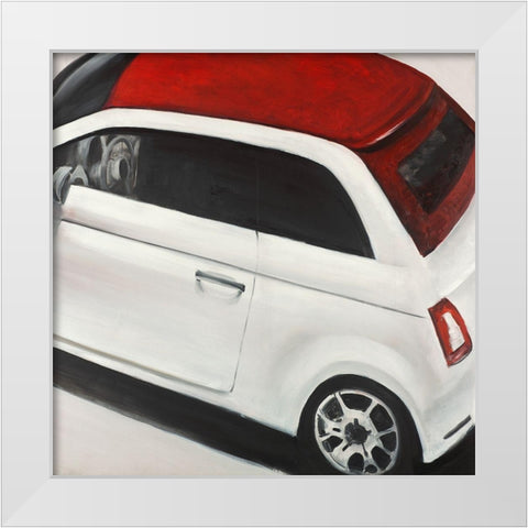 ITALIAN RED AND WHITE CAR White Modern Wood Framed Art Print by Atelier B Art Studio