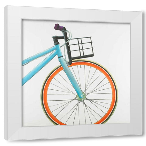 Front Wheel of Bicycle White Modern Wood Framed Art Print by Atelier B Art Studio