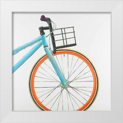 Front Wheel of Bicycle White Modern Wood Framed Art Print by Atelier B Art Studio