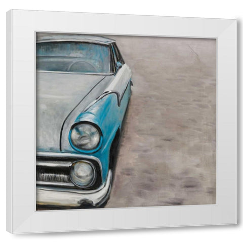 Old Classic Car White Modern Wood Framed Art Print by Atelier B Art Studio