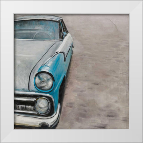 Old Classic Car White Modern Wood Framed Art Print by Atelier B Art Studio