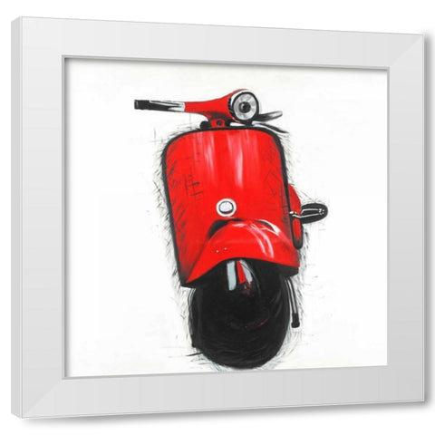 Red Italian Scooter White Modern Wood Framed Art Print by Atelier B Art Studio