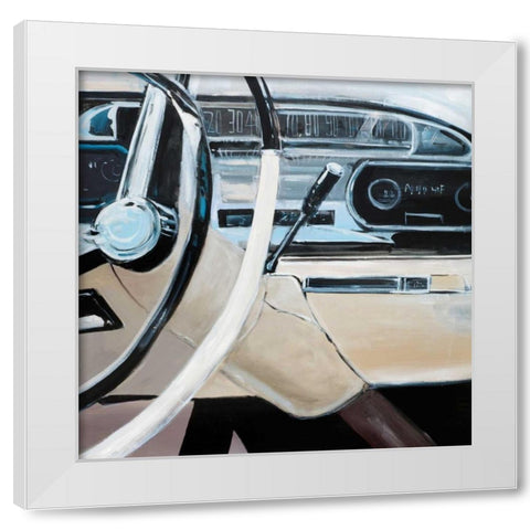 1950s Car Dashboard White Modern Wood Framed Art Print by Atelier B Art Studio