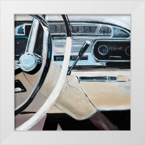 1950s Car Dashboard White Modern Wood Framed Art Print by Atelier B Art Studio
