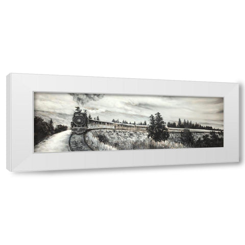 Steam Engine Train White Modern Wood Framed Art Print by Atelier B Art Studio