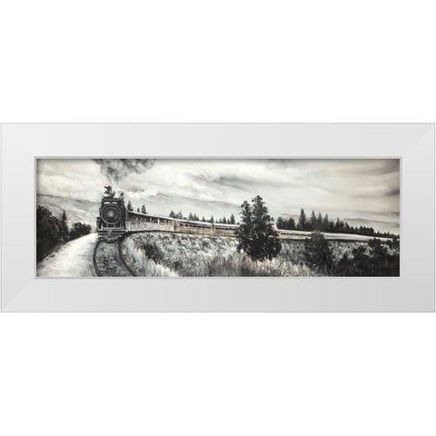 Steam Engine Train White Modern Wood Framed Art Print by Atelier B Art Studio