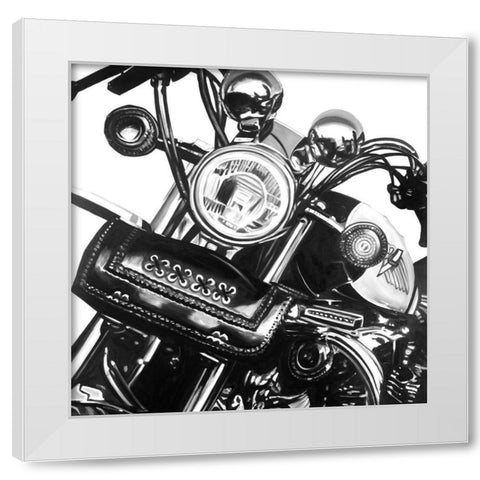Realistic Motorcycle White Modern Wood Framed Art Print by Atelier B Art Studio