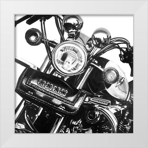 Realistic Motorcycle White Modern Wood Framed Art Print by Atelier B Art Studio