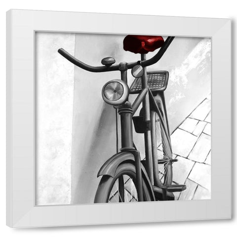 Abandoned Bicycle White Modern Wood Framed Art Print by Atelier B Art Studio