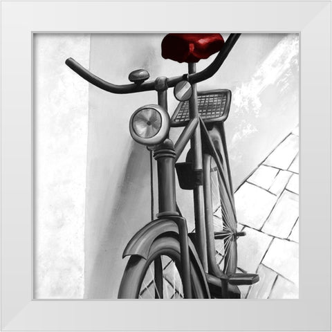 Abandoned Bicycle White Modern Wood Framed Art Print by Atelier B Art Studio