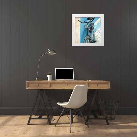 Abandoned Bicycle White Modern Wood Framed Art Print by Atelier B Art Studio