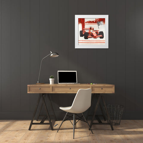 Formule 1 Car White Modern Wood Framed Art Print by Atelier B Art Studio