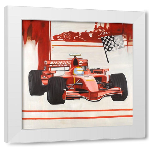 Formule 1 Car White Modern Wood Framed Art Print by Atelier B Art Studio
