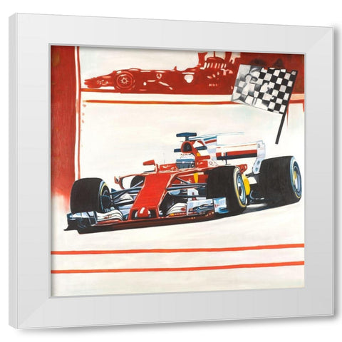 Motorsport White Modern Wood Framed Art Print by Atelier B Art Studio