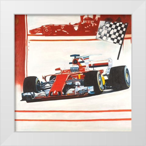 Motorsport White Modern Wood Framed Art Print by Atelier B Art Studio