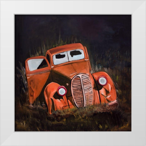 HUMPY OLD CAR BY NIGHT White Modern Wood Framed Art Print by Atelier B Art Studio