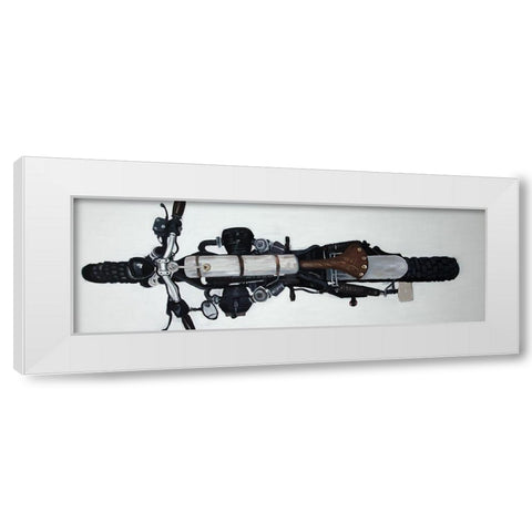 OVERHEAD VIEW OF A MOTORCYCLE White Modern Wood Framed Art Print by Atelier B Art Studio