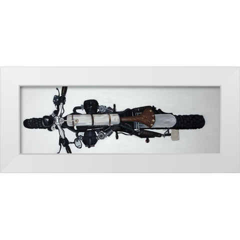 OVERHEAD VIEW OF A MOTORCYCLE White Modern Wood Framed Art Print by Atelier B Art Studio
