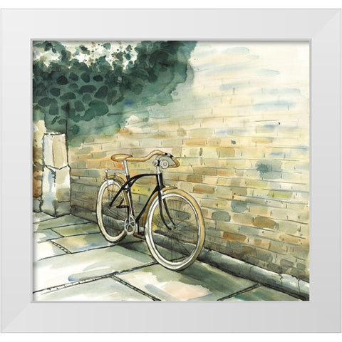 OLD URBAN BICYCLE White Modern Wood Framed Art Print by Atelier B Art Studio