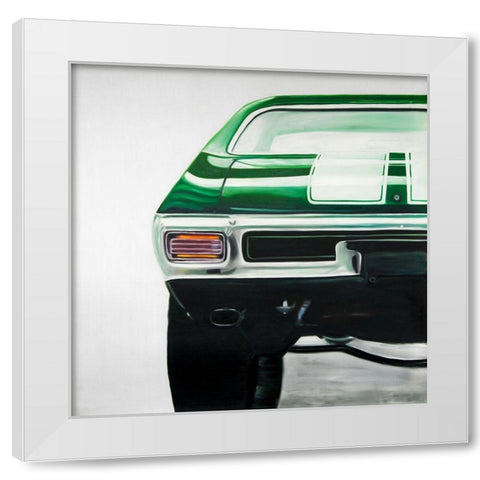 CLASSIC DARK GREEN CAR White Modern Wood Framed Art Print by Atelier B Art Studio