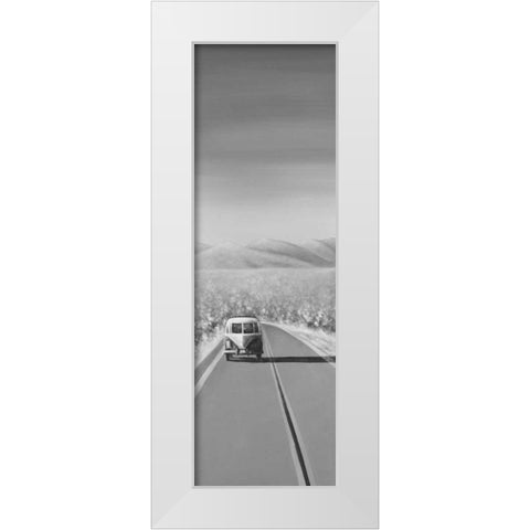 Car on the Road Again White Modern Wood Framed Art Print by Atelier B Art Studio