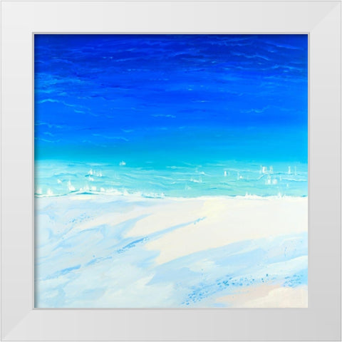 Satellite View of the Ocean White Modern Wood Framed Art Print by Atelier B Art Studio
