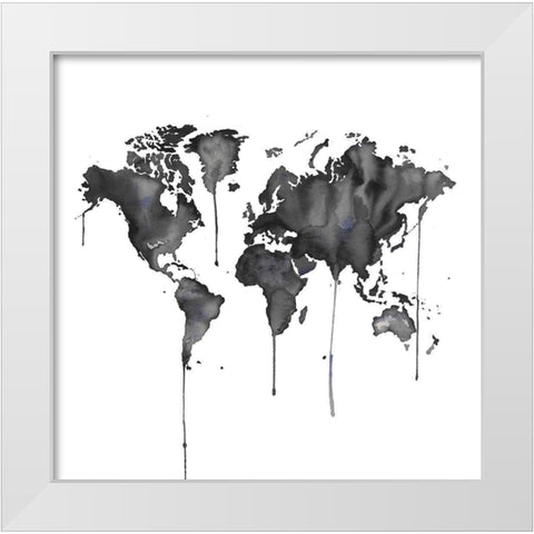 WATERCOLOR WORLD MAP White Modern Wood Framed Art Print by Atelier B Art Studio