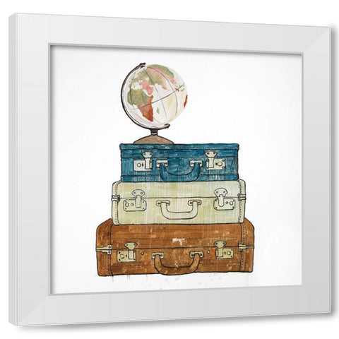 GO AROUND THE WORLD White Modern Wood Framed Art Print by Atelier B Art Studio