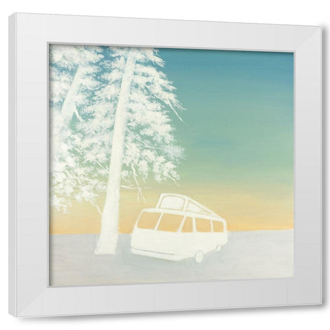CAMPING White Modern Wood Framed Art Print by Atelier B Art Studio