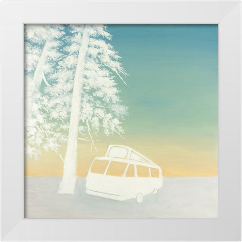 CAMPING White Modern Wood Framed Art Print by Atelier B Art Studio