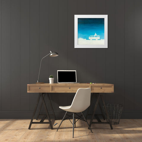 RELAX CAMPING CAR White Modern Wood Framed Art Print by Atelier B Art Studio